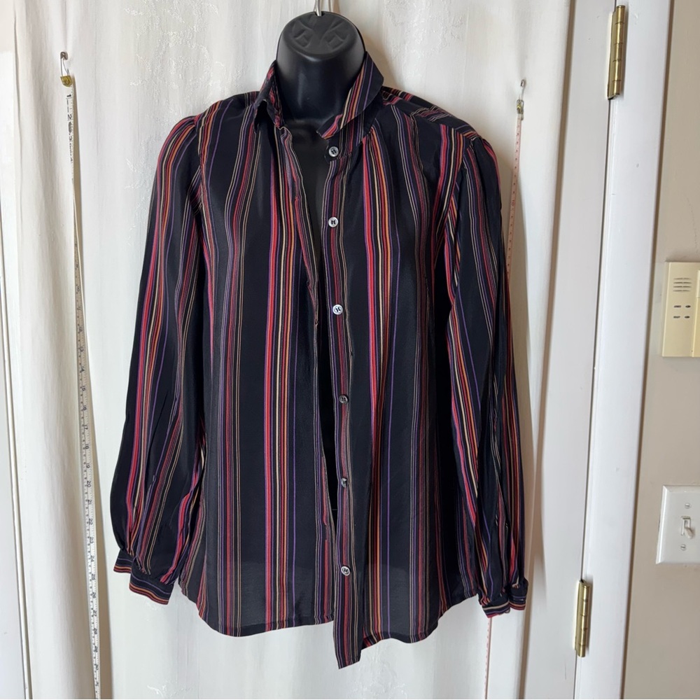 Vintage Women's Ghia Striped Silk Blouse